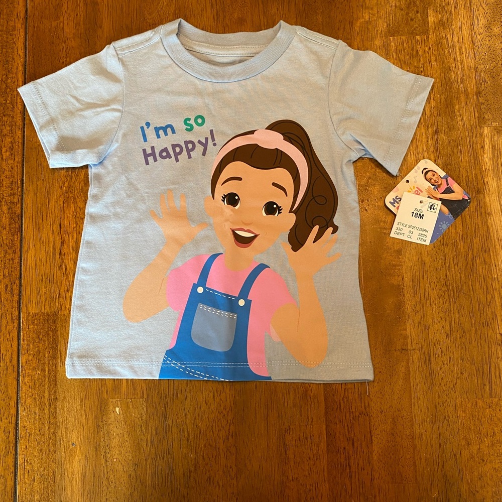 Ms Rachel Size 18 Months “ I’m So Happy” short sleeve T shirt Light Blue